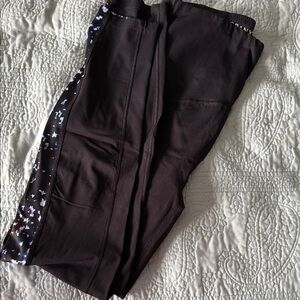 SPANX Black Leggings with Blue and White Accents